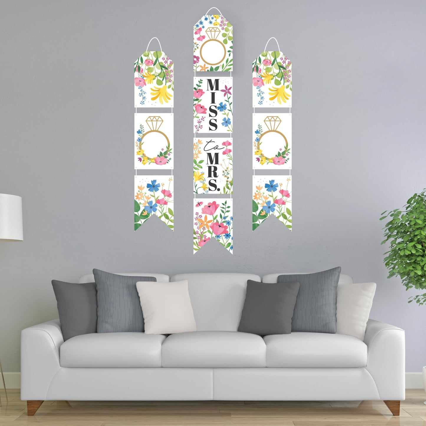 Big Dot of Happiness Wildflowers Bride - Hanging Vertical Paper Door Banners - Boho Floral Bridal Shower and Wedding Party Wall Decoration Kit - Indoor Door Decor