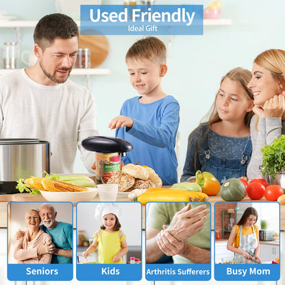 Can Opener Electric - Upgraded One-Touch Automatic, Smooth Edge, USB-C Rechargeable, Perfect for Seniors (Black)