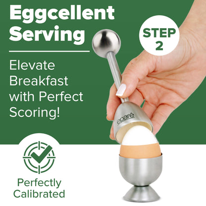 Epare Egg Cracker Topper Set & Steel Egg Cracker Topper Set - Complete Soft Boiled Egg Tool Set - Includes Egg Cups Cutter & Spoons - Holder Cup Spoon & Peeler - Easy Eggs Opener