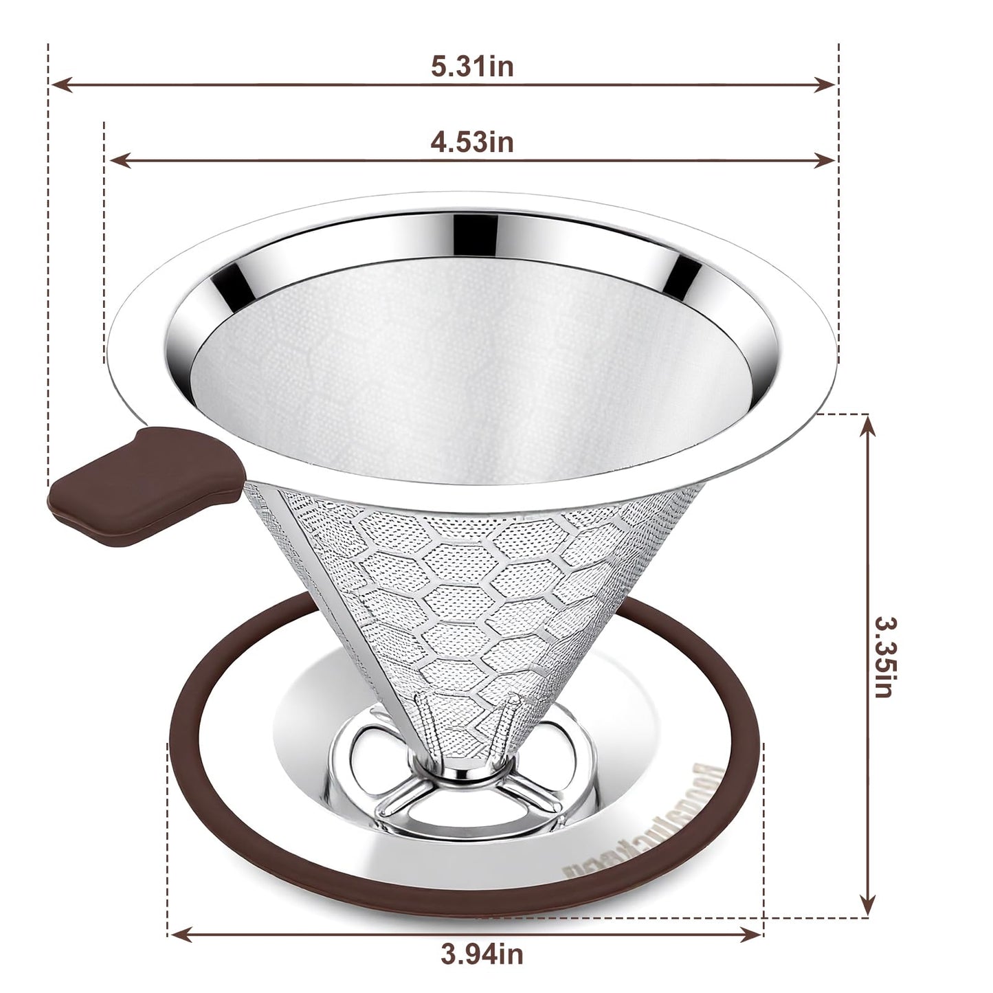 Roogaluckeep Pour Over Coffee Dripper, Stainless Steel Coffee Filter, Paperless Reusable Coffee Filter, Metal 600 Mesh Strainer Coffee Maker Single Cup Brewer 1-2 Cup