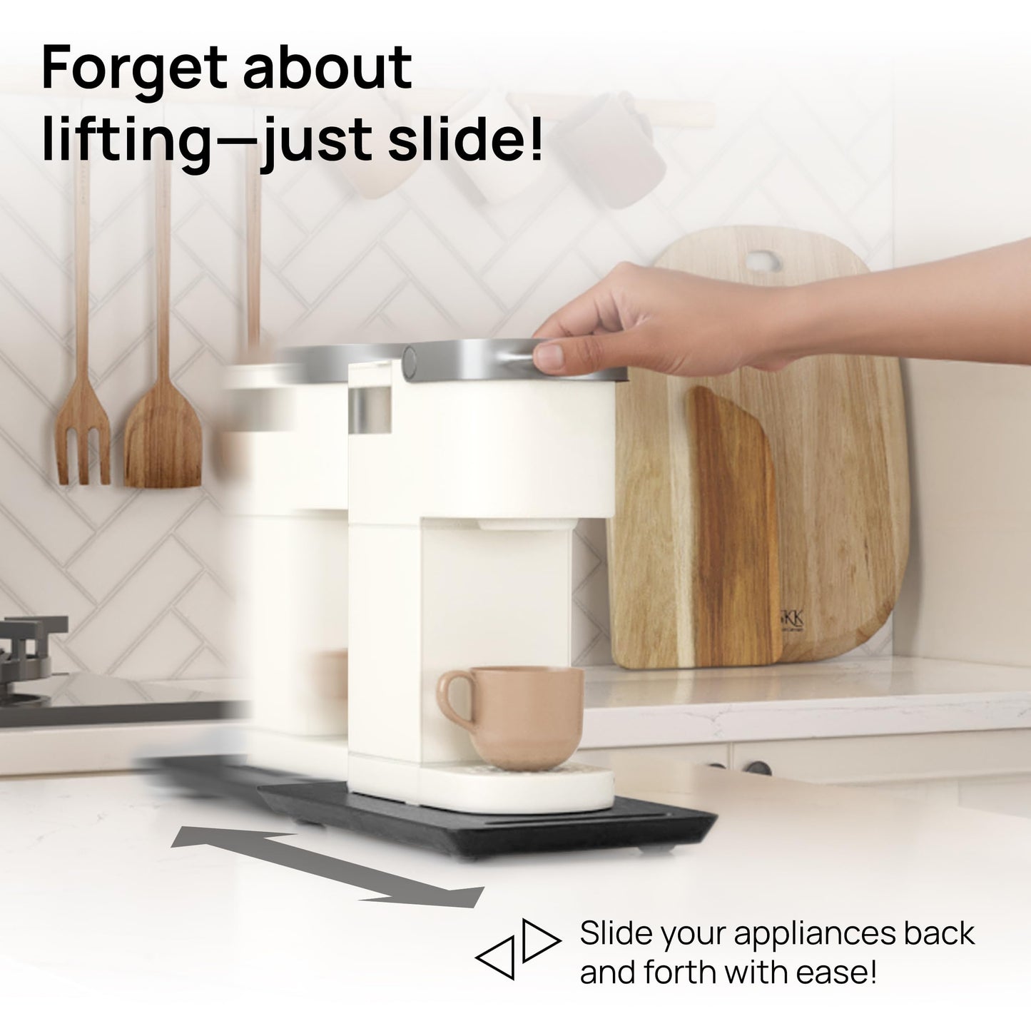 Ibyx Elegant Round Sliding Tray for Your Pressure Cooker, Air Fryer & Heavy Kitchen Appliances - Sturdy, Slides Easily from Under The Cabinet (Natural, 13”)