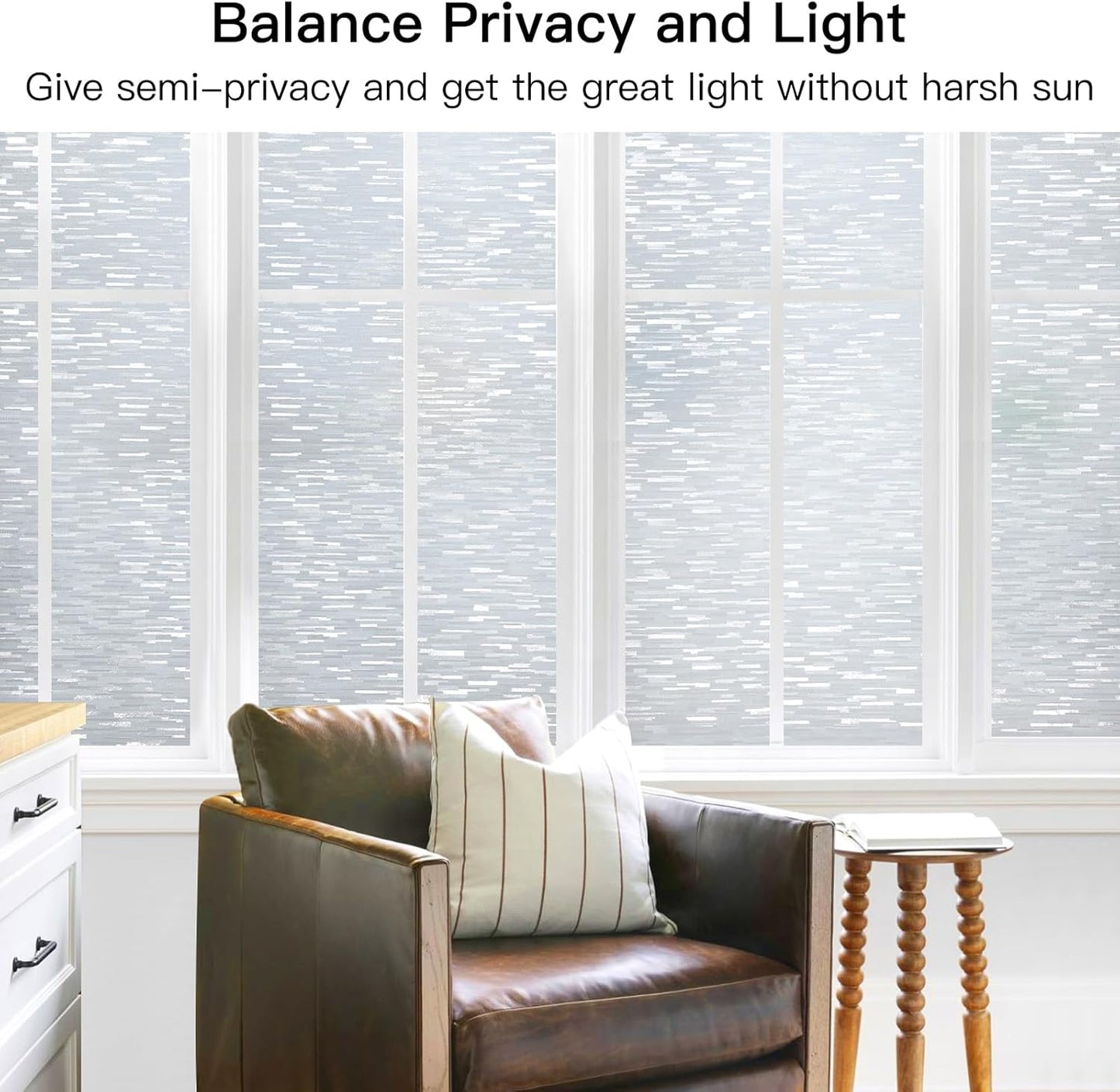 DOWELL Window Privacy Film, Frosted Glass Static Cling, Opaque Vinyl Covering for Home Office, 17.5 x 78.7 inches