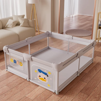 Baby Playpen Baby Playard for Babies and Toddlers, Indoor & Outdoor Kids Activity Center, Sturdy Safety Anti-Fall Play Yard with Soft Breathable Mesh, Kid's Fence for Infants Toddlers, Grey, 71″×47″