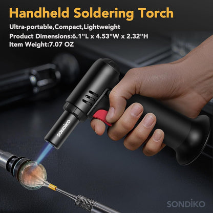 Sondiko Butane Torch Lighter - Refillable Soldering Torch with Adjustable Flame & Visible Fuel Window