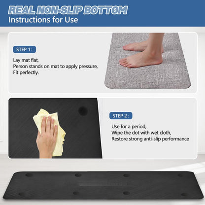 Ergohead Anti Slip 7/8 inchs Anti Fatigue Kitchen Floor Mat, Ergonomic Comfort Standing Mat, Waterproof Kitchen Runner for Home, Kitchen, Office, Laundry, Garage (Light Gray, 17.3" x 60" -0.87")