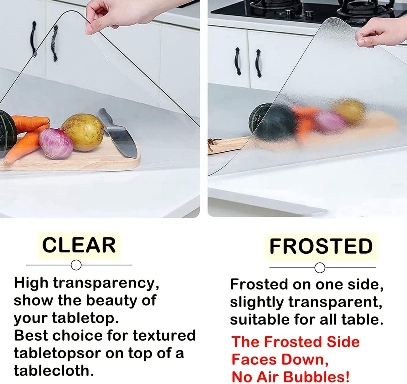 14 72 Inch, 1.5mm Clear Table Cover Protector x Thick Plastic Desk Protector Mat, Rectangular Waterproof PVC Clear