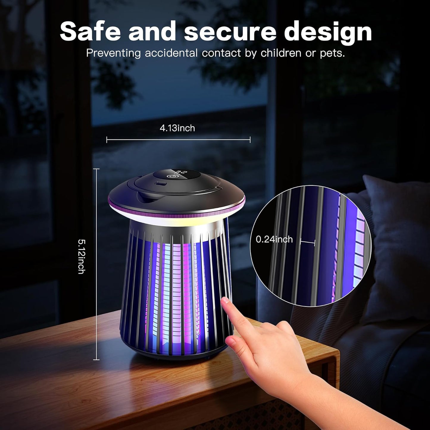 2026 4200V Upgraded Mosquito Killer Lamp, Electric Bug Zapper for Indoor & Outdoor, Rechargeable LED Night Light - Safe