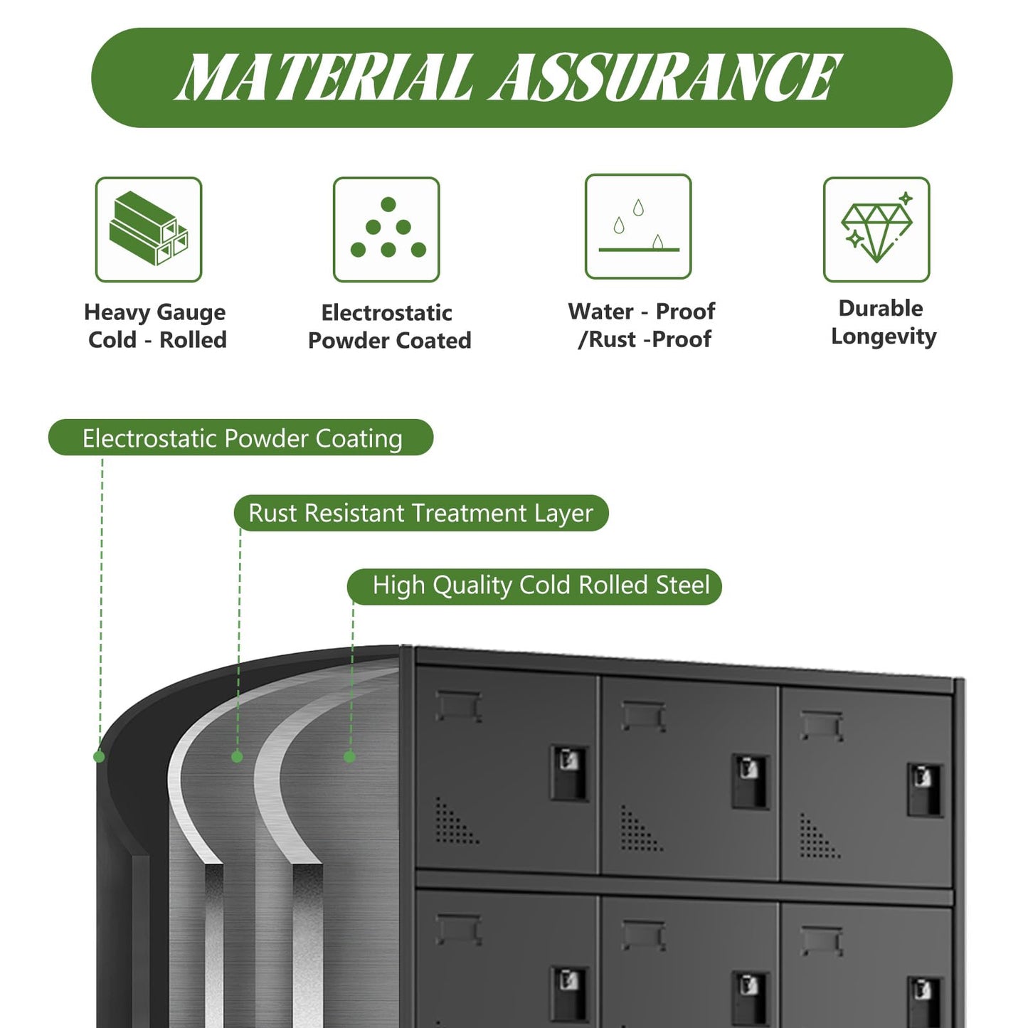 erosoei Metal Lockers for Employees, 12 Doors Metal Storage Locker with Card Slot and Ventilation Holes, Steel Employee lockers for Home Office School Gym Garage, Requires Installation