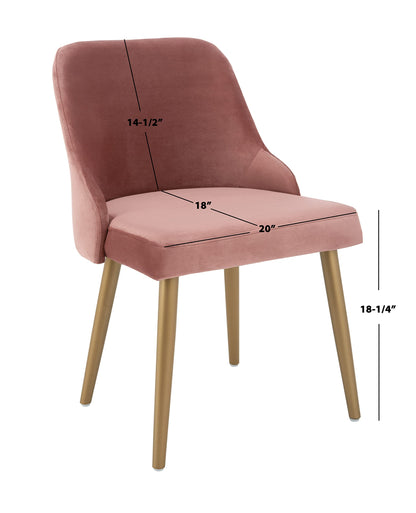 Safavieh Home Lulu Mid-Century Dusty Rose Velvet and Gold Dining Chair, Set of 2