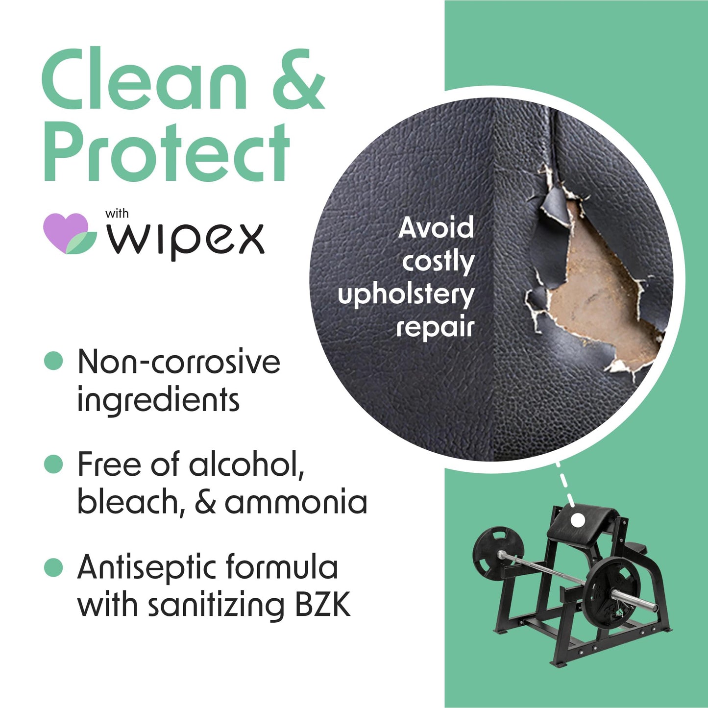 Wipex Yoga Mat Cleaner Wipes - Plant-Based Lemongrass, Eucalyptus & Vinegar Wipes for Gym & Fitness Equipment & All Purpose Gym Cleaning - Safe for Peloton Bikes & Treadmills - 400 Count
