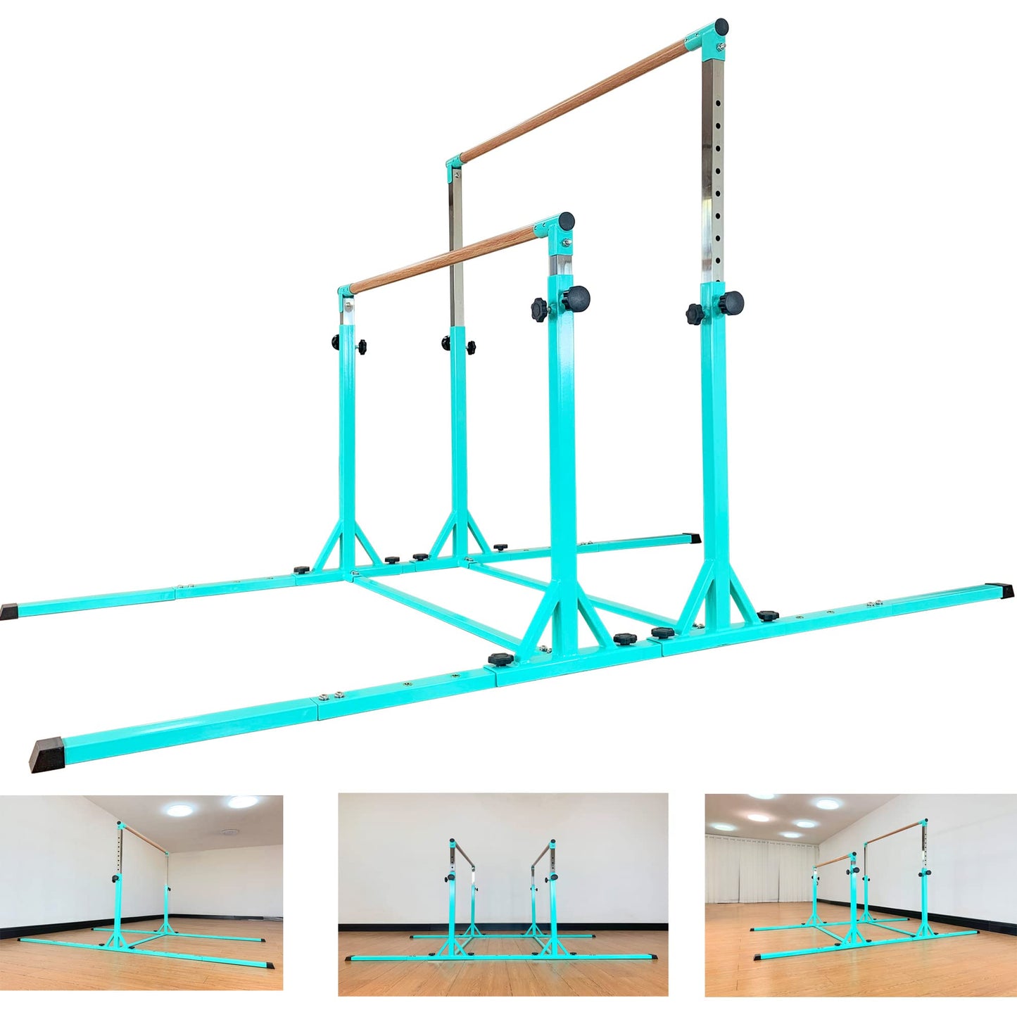 MARFULA Gymnastics Double Horizontal Bars 3Play Parallel Bars Uneven Bars Gymnastics Training Kip Bar with 304 Stainless Steel Regulating Arms & Fiberglass Rail for Indoor Outdoor Home Club Use