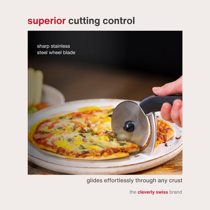 Zyliss Pizza Cutter with Removable Wheel - Stainless Steel Blade - Kitchen Tool and Gadget for Right- and Left-Handed Use - Dishwasher Safe - New Sharp Edge Pizza Cutter