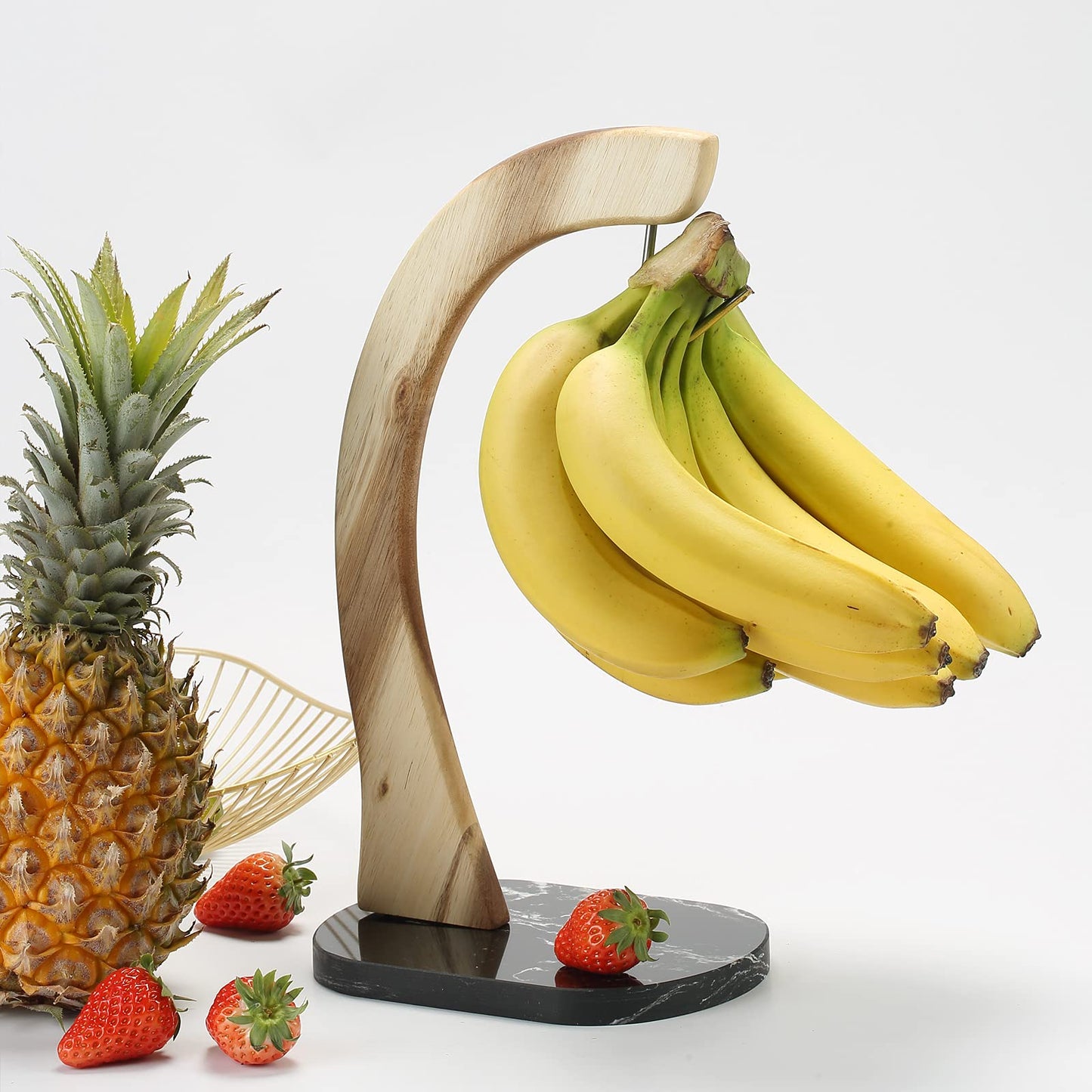 everous Banana Hanger black Marble Base,Modern Banana Holder Tree Stand for kitchen home None Slip Banana Rack Banana holder stand