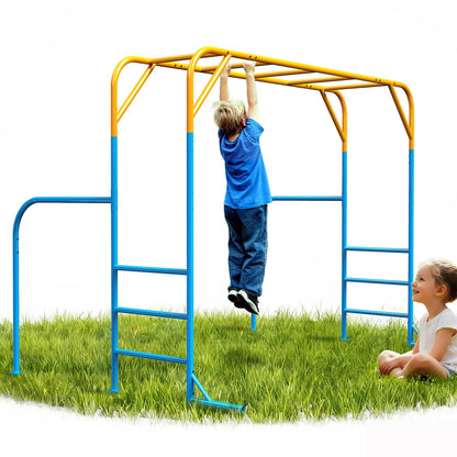 DOLEMODUO Large Monkey Bars for Kids, Outdoor Monkey Bar Set with Climbing Frame, Heavy-Duty Metal Playground Climbing Playset for Backyard, Kids Jungle Gym for Aged 3+