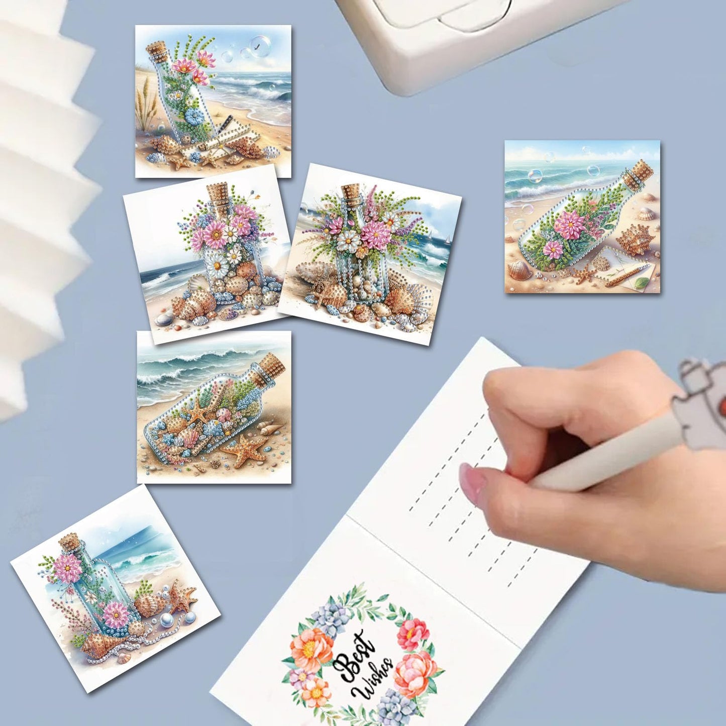 DDGYP 6 PCS Diamond Art Greeting Cards, 5.9x11.81 Inch DIY Diamond Painting Greeting Cards Kits with Envelopes, Diamond Art Cards for Birthday, Wedding, Christmas, Graduation, Celebration Gifts
