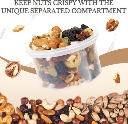 16oz (2 Set-Smoke SOLIGT Overnight Oats Containers with Lids, Folding Spoons and Divided Compartment for Fruit & Nuts