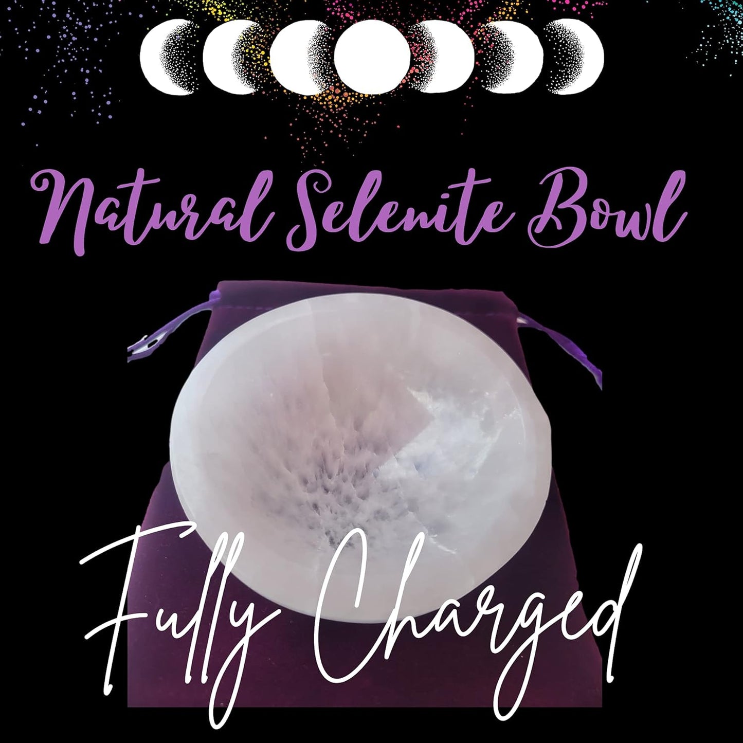 Worldly Finds Selenite Crystal Smudge Bowl, 4 Inch Hand-Carved Moroccan Crystal Holder for Charging and Cleansing
