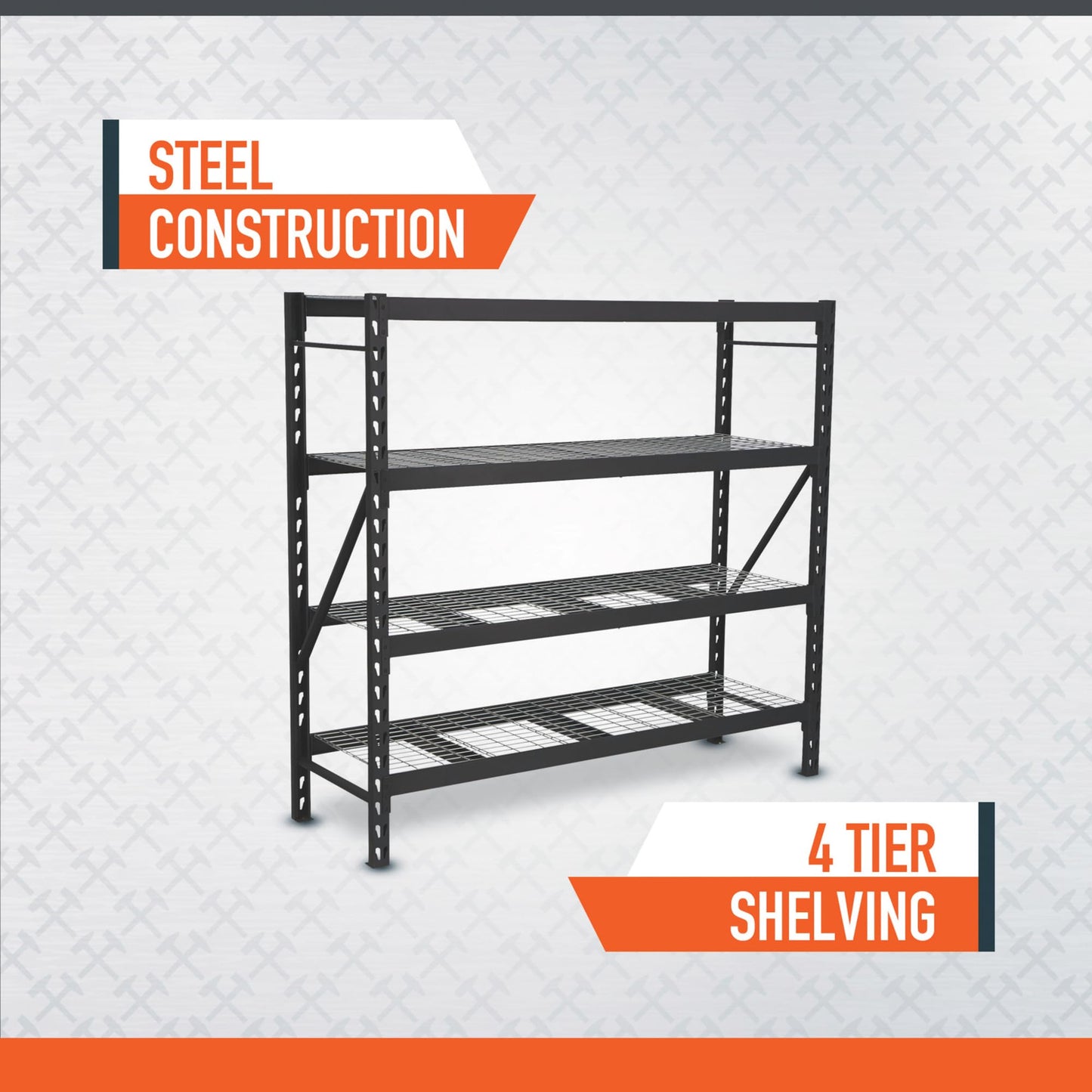 Ironton 4-Tier Industrial Steel Shelving Unit, 8,000-Pound Load Capacity, Garage Storage Rack, 77" W x 24" D x 72" H
