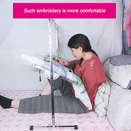 Embroidery Stand, Adjustable Stainless Steel Embroidery Stand for Cross Stitch and Sewing, Ideal Floor Frame and Lap Table for Art and Craft Projects.