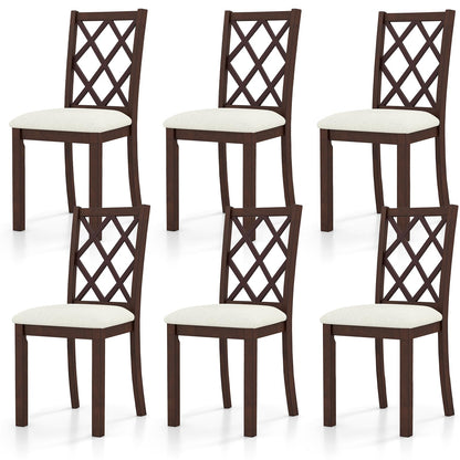 NAFORT Wooden Dining Chairs Set of 6, High Back Kitchen Chairs, Vintage Dining Room Chairs with Cushioned Seat, Solid Rubber Wood Legs, Max Load 400 Lbs, for Kitchen, Dining Room, Cafe, Restaurant