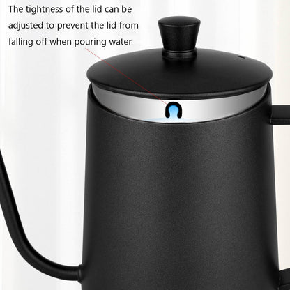 MERMOO YILAN 21oz Gooseneck Coffee Kettle, 600ml Stainless Steel Pour Over Drip Pot for Tea & Coffee (Silver)