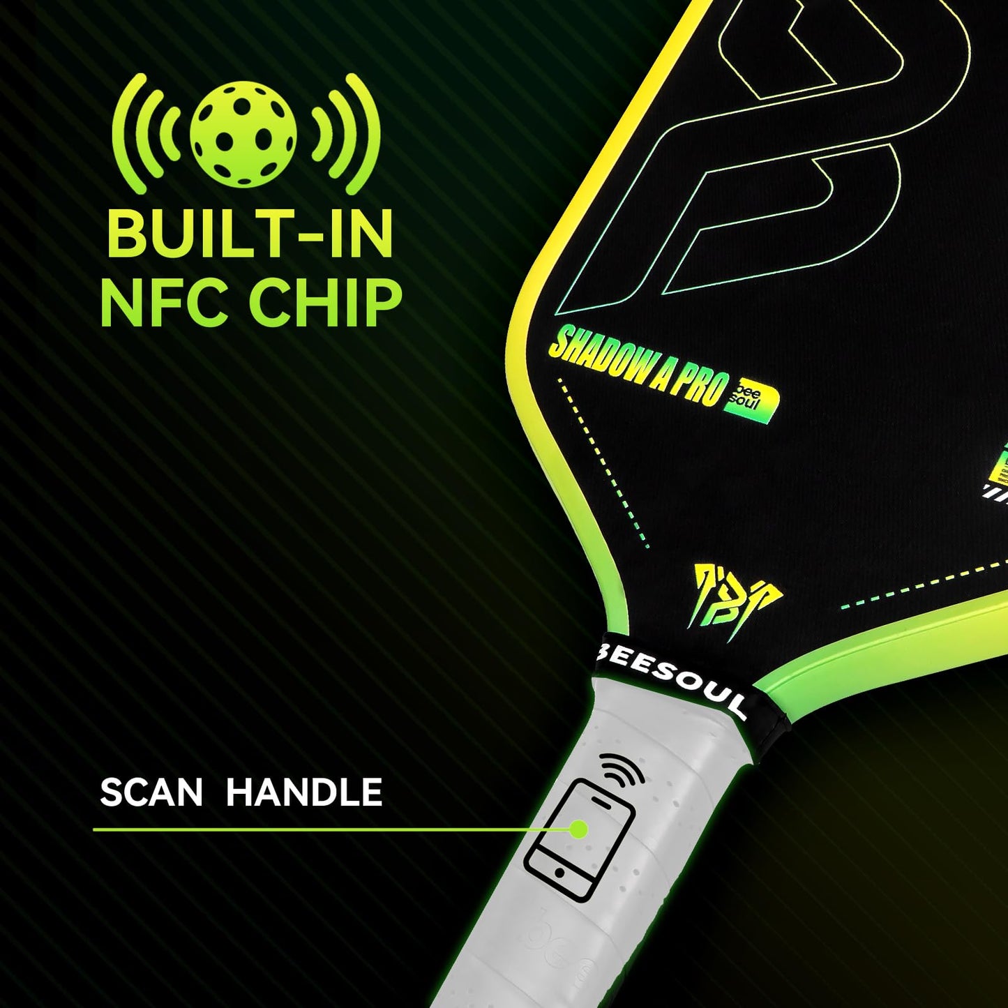 Beesoul Professional Pickleball Paddles – 4th Gen Thermoformed Core– Charged Surface Technology for Power & Feel – T800 Carbon Fiber – USAPA Approved - NFC Chip