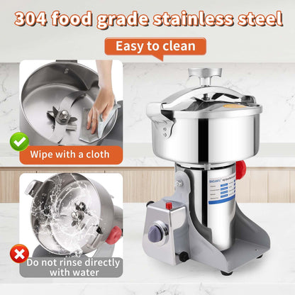 BAOJIAFU 800g Electric Grain Mill 36000r/min High-speed Grain Mill 1800W Superfine Powder Grinder Dry Grinder Machine 270° swingable Dry Material Grinding Machine 304 Stainless Steel herb grinder
