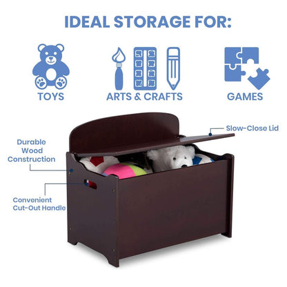 Delta Children MySize Chair Desk with Storage Bin + MySize Deluxe Toy Box, Dark Chocolate (Bundle)