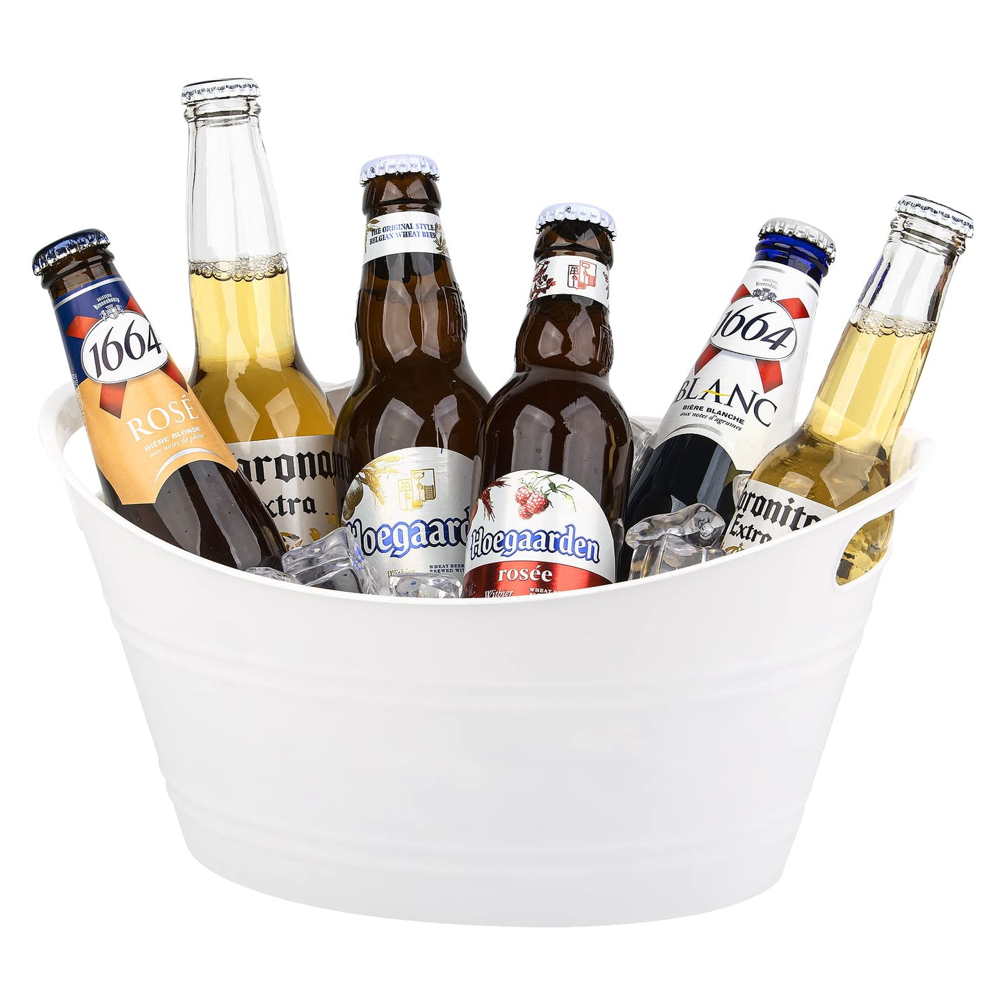 Tiawudi 6 Pack Plastic Oval Storage Tub, Ice Bucket for Wine, Beer and Champagne, Bottle Drink Cooler for Parties, Storage Basket, 4.5 Liter