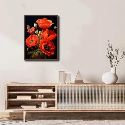 YUINJP 5D Diamond Art Painting Kits by Number for Adults Red Poppy Diamond Art Painting Full Round Drill Crystal Rhinestone Embroidery Craft Kits 30x40cm