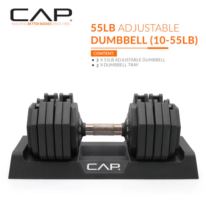 CAP Barbell 55 lb Pair of Adjustable Dumbbells with Full Rotation Copper Handle