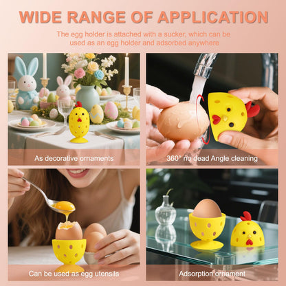 wonlex 4PCS Egg Brush Cleaner Multipurpose Fruit and Vegetable Rotating Scrubber Tool for Fresh Eggs, Reusable Chicken Duck Egg Washer Scrubber (White+Yellow)