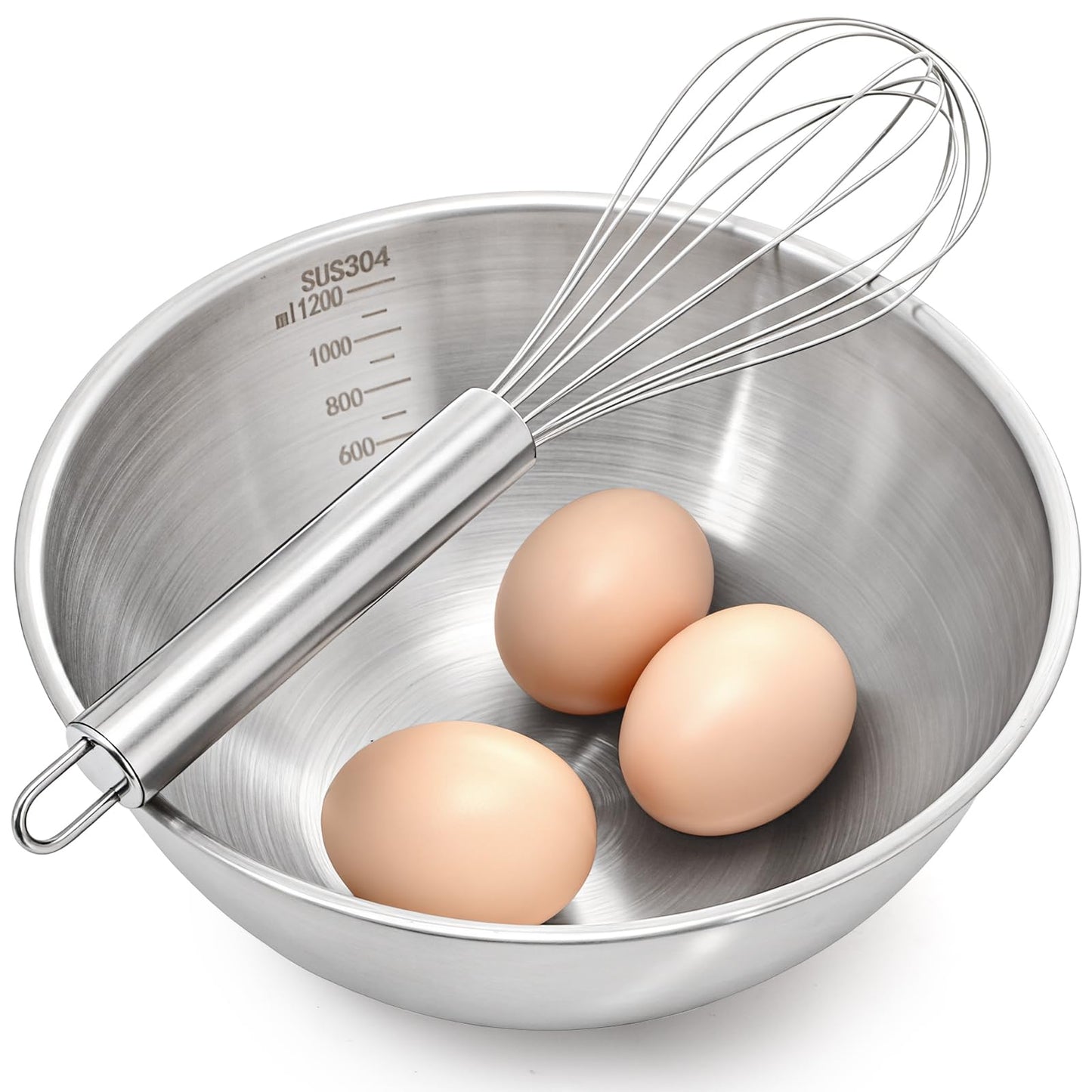 TOPZEA Stainless Steel Mixing Bowls Set of 3, Nesting Metal Kitchen Bowls with Measurement Mark, Small Meal Prep & Food Storage Bowl for Baking, Cooking, Dishwasher & Freezer Safe (0.74, 1.3, 1.9 Qt)