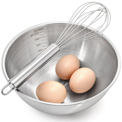 TOPZEA Stainless Steel Mixing Bowls Set of 3, Nesting Metal Kitchen Bowls with Measurement Mark, Small Meal Prep & Food Storage Bowl for Baking, Cooking, Dishwasher & Freezer Safe (0.74, 1.3, 1.9 Qt)