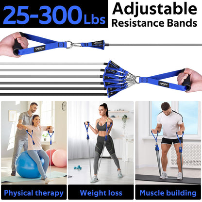 WALITO Resistance Bands Set - Exercise Bands with Handles, Door Anchor, Legs Ankle Straps, for Heavy Resistance Training, Physical Therapy, Muscle Training, Yoga, Home Workouts, Gym