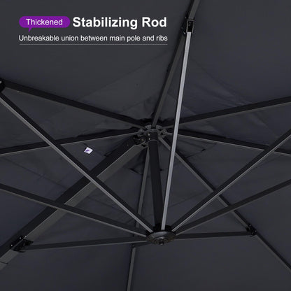 PURPLE LEAF 11' X 15' Rectangle Patio Umbrella Large Outdoor Aluminum Offset Umbrella with 360-degree Rotation Cantilever Umbrella for Garden Deck Backyard Pool Grey