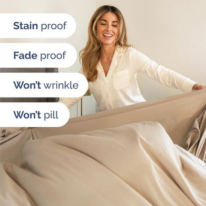 Comfy Twin Size 3-Piece Sheet Set by [Brand Name] | Breathable Cooling Bed Sheets - Ultra-Soft, Deep Pockets - Oeko-Tex Certified, Cream