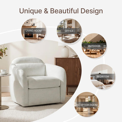 360° Swivel Accent Chair, Comfy Upholstered Barrel Chairs with Pillow, High Back for Bedroom Living Room, Reading Room,Linen