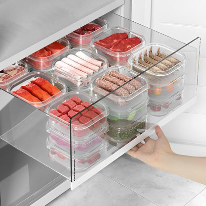 Food Storage Containers with Lids, Clear Plastic Fridge Organizer Bins, 350ml Sealed Reusable Kitchen Storage Boxes,