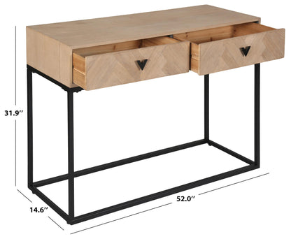 SAFAVIEH Couture Collection - Sherriandra Natural & Black Metal Console Table with 2 Drawers, Modern Accent (SFV3010A)