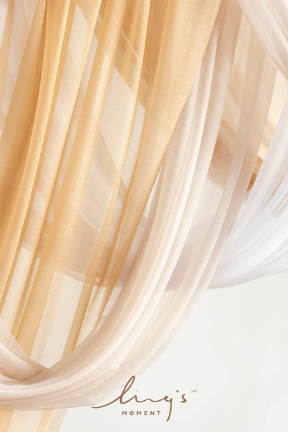 Ling's moment Fall Wedding Arch Flowers with Sheer Drapes Kit - Artificial Rust Boho Floral Arrangements for Ceremony Backdrop, Arbor Decor, Orabge 5-Piece Set (2 Flower Stems + 3 Hanging Drapes)