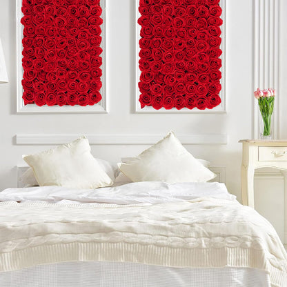 Wiyrexiy Flower Wall Backdrop, Artificial Flower Wall Pack of 6, 15.7x23.6 Inches Rose Wall, Rose Wall Backdrop Red, Flower Panels for Party, Wedding, Birthday, Indoor & Outdoor