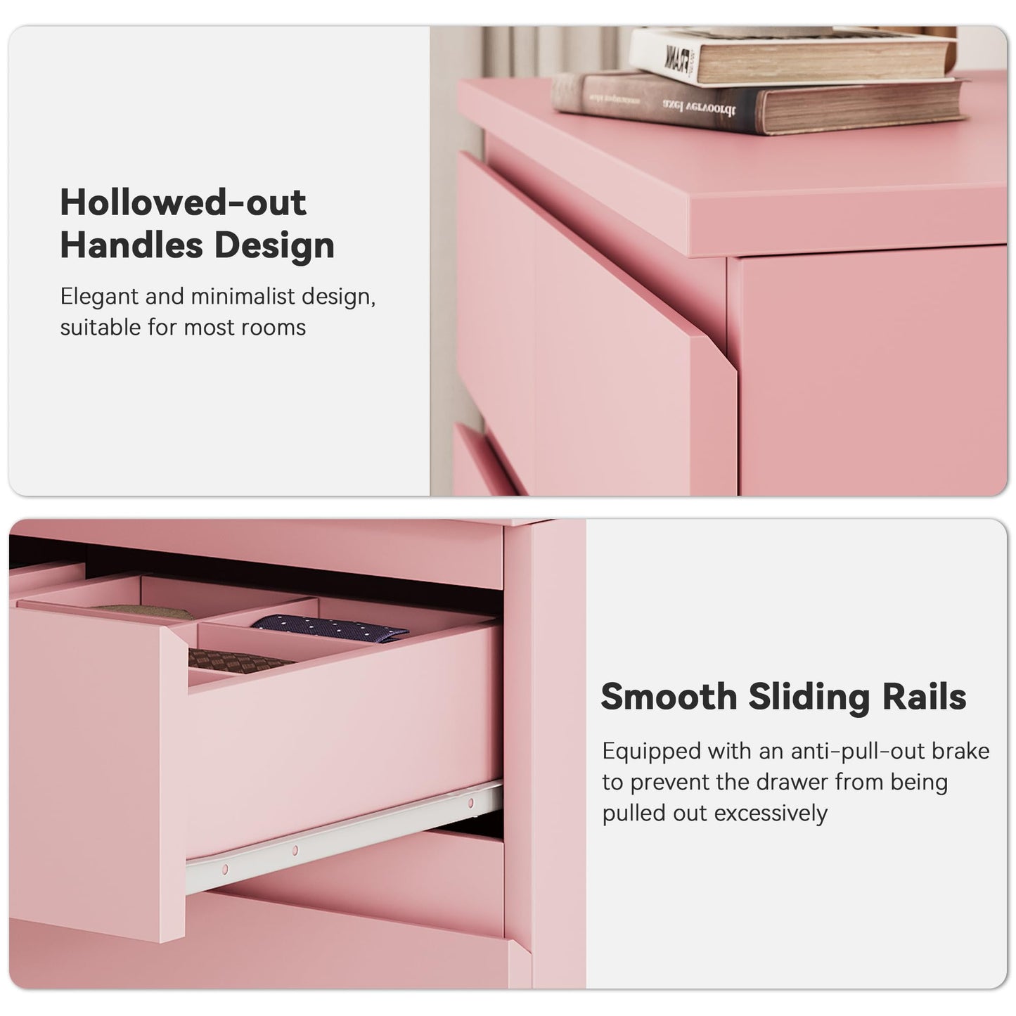 Jocoevol Pink Tall 8 Drawer Dresser for Bedroom,Dressers & Chests of Drawers with Jewelry Storage,Wood Storage Dresser with Deep Drawers for Living Room Hallway Entryway(55.3" L*23.6" W*15.7")