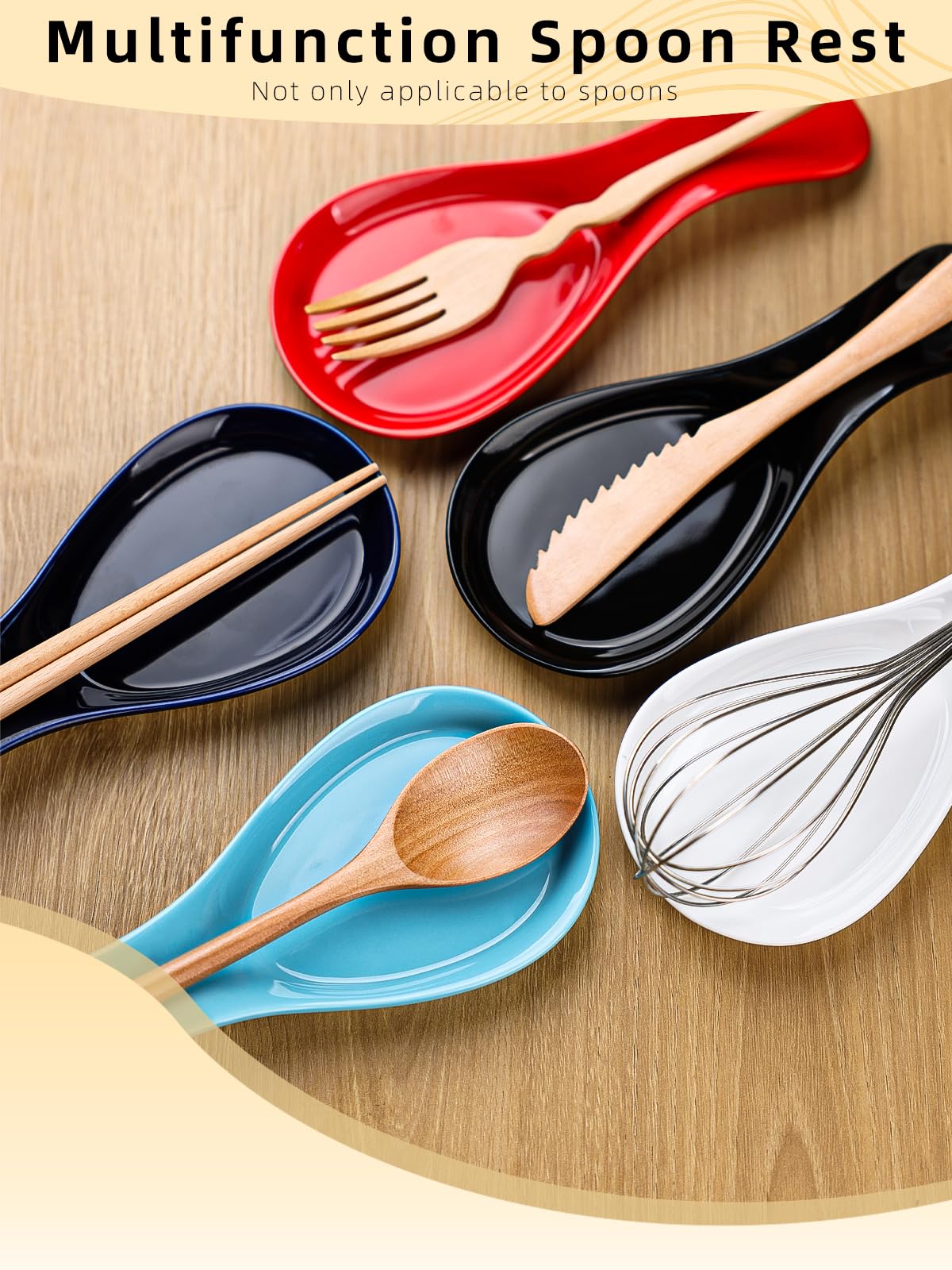 GDCZ Porcelain Spoon Rest - Large Spoon Holder Utensil Rest for Kitchen Counter Stove Top, Navy