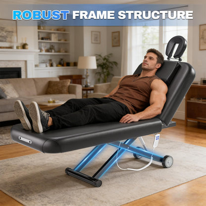 kaiwrxin Fully Electric Massage Table with Lift, 1500lbs Capacity - Professional Adjustable Facial Bed for Estheticians, Spa & Waxing, Heavy-Duty 550lbs Capacity 2r5 2r7 (Black - X-Shaped)