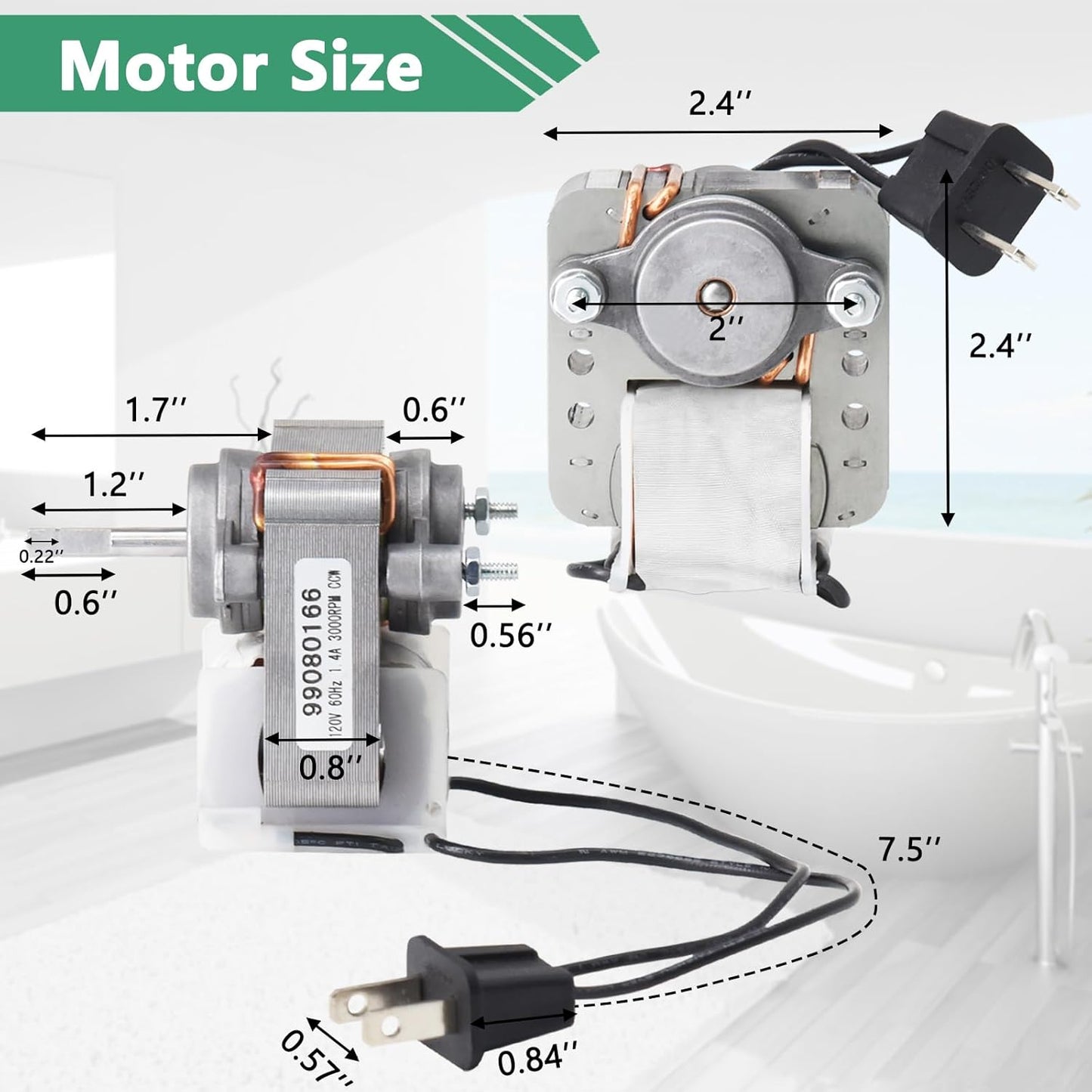 Hiorucet S99080166 Vent Bath Fan Motor - Replacement Kit BP28 for Broan Nutone Exhaust Fan Motor 70CFM 120V