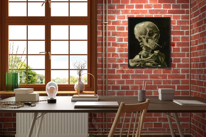 Wieco Art Skull of a Skeleton with Burning Cigarette, 1886 by Vincent Van Gogh Canvas Wall Art for Home Decor and Wall Decor Post-impressionism Canvas Prints Pictures Artwork