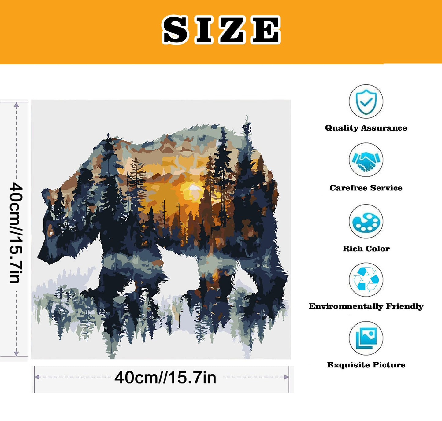 Paint by Numbers for Adults Forest Bear Paint by Numbers Kits for Beginner, DIY Acrylic Paint by Number on Canvas Easy Animal Paint by Numbers for Adults Home Wall Decor 16X16 Inch Without Frame