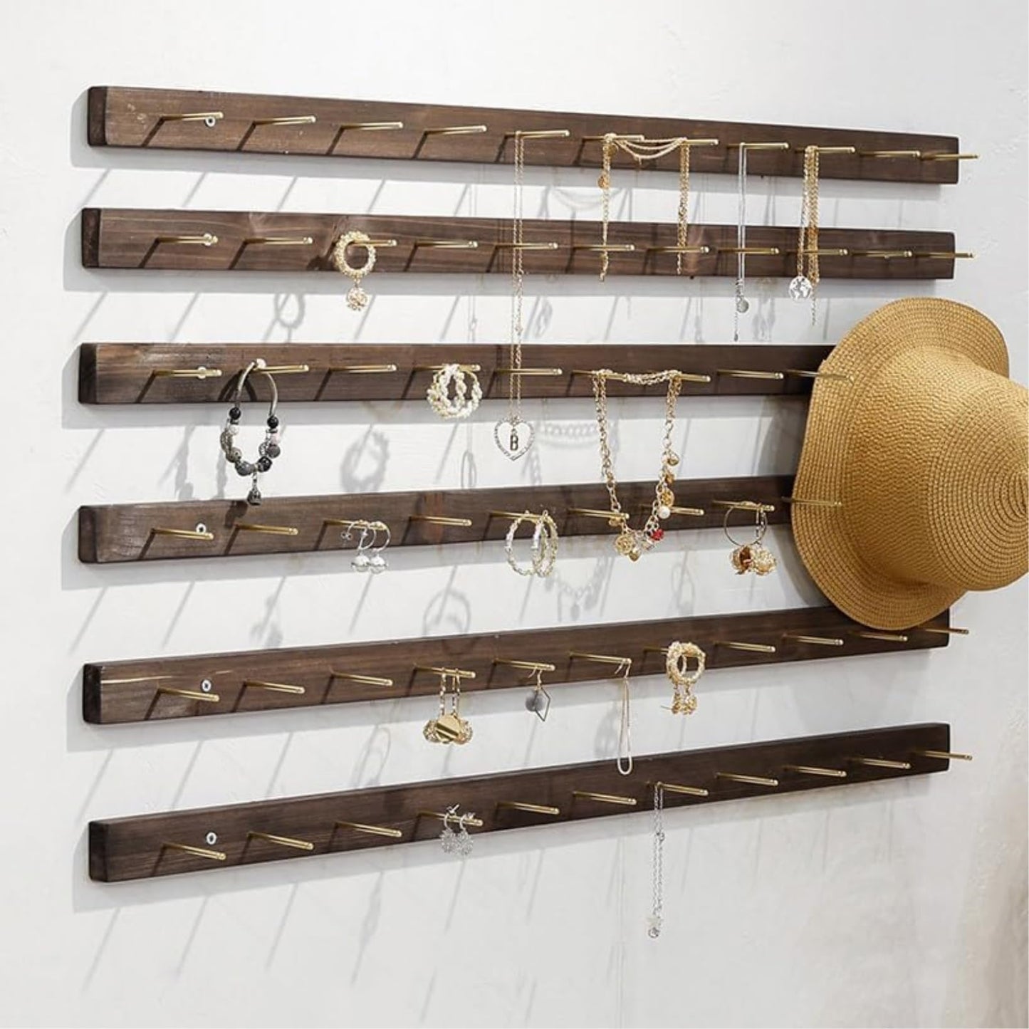 HOTAPEPU Wall Mounted Jewelry Organizer - 3 Piece Hanging Display Rack for Bracelets, Rings Bangles - Perfect for Retail Jewelry Store Displays Boutique Showcases~/