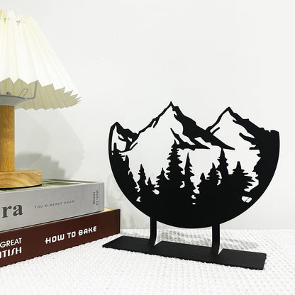DASIMAT Metal Mountain Table Top Decor, Forest Decorative Sign, Woodland Tabletop Decor, Tabletop Decorative Accents, Travel Adventure Table Centerpiece for Home Farmhouse